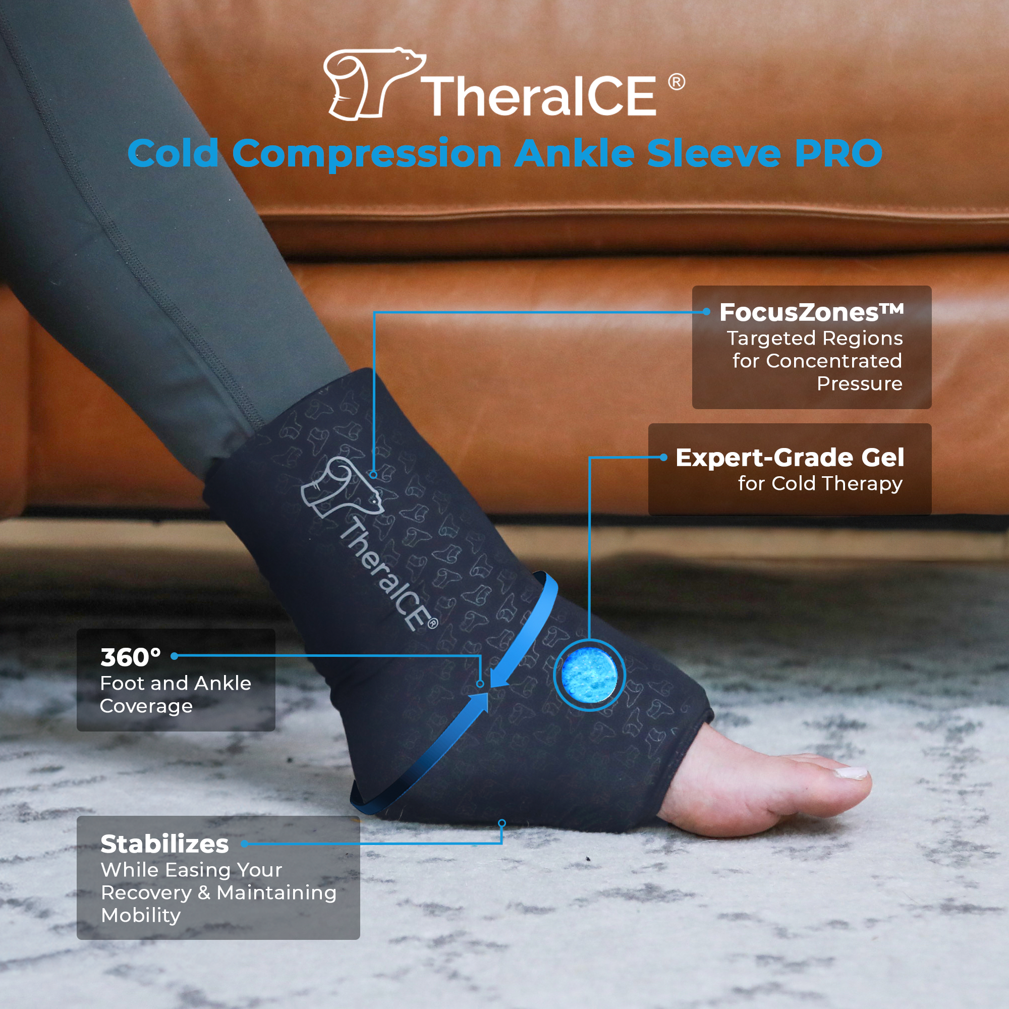 TheraICE Cold Compression Ankle Sleeve PRO